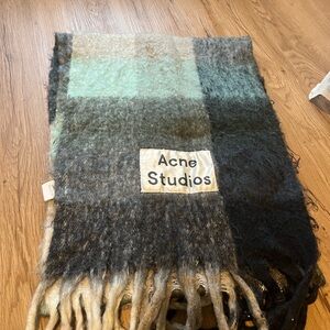 Acne Studios Textured Wool Scarf in Green and Gray